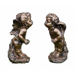 Пара статуеток целующиеся ангелы бронза комплект Н-24см L-15см (полистоун)
